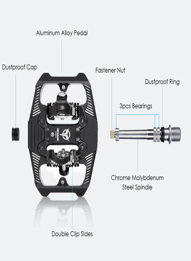 GEWAGE Double-sided Clip Pedals MTB Pedals Cycling Pedals with Cleats Replacement For SPD Mountain Bicycle Pedal System - Image 3