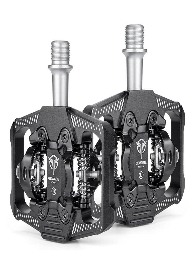 GEWAGE Double-sided Clip Pedals MTB Pedals Cycling Pedals with Cleats Replacement For SPD Mountain Bicycle Pedal System - Image 1