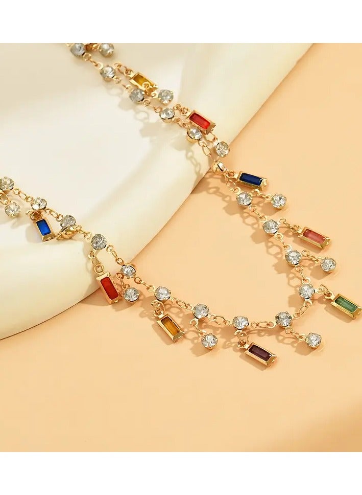 Home Clearance Sale A Shimmering Rainbow Tassel Necklace That Exudes a Luxurious Vacation Vibe, Perfect for Highlighting The Collarbone. - Image 5