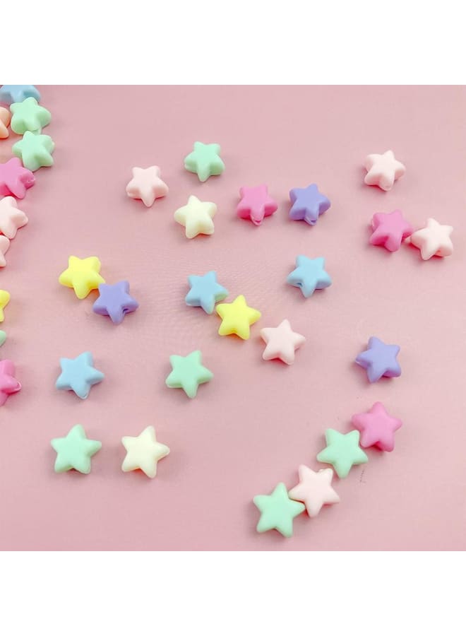 600 Pcs Candy Color Acrylic Star Colorful Assorted Candy Color Mix Plastic Pastel Beads Frosted Loose Spacer Mixed for DIY Jewelry Craft Making Necklace Rainbow Bracelet（Matte） (600) - Image 5