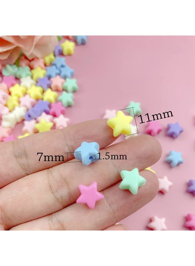 600 Pcs Candy Color Acrylic Star Colorful Assorted Candy Color Mix Plastic Pastel Beads Frosted Loose Spacer Mixed for DIY Jewelry Craft Making Necklace Rainbow Bracelet（Matte） (600) - Image 2