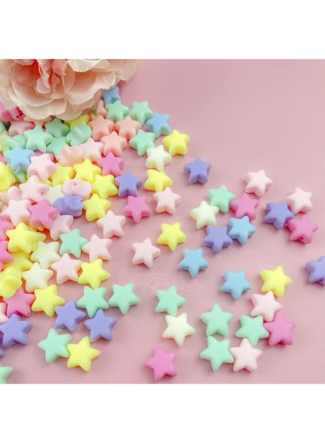 600 Pcs Candy Color Acrylic Star Colorful Assorted Candy Color Mix Plastic Pastel Beads Frosted Loose Spacer Mixed for DIY Jewelry Craft Making Necklace Rainbow Bracelet（Matte） (600) - Image 4
