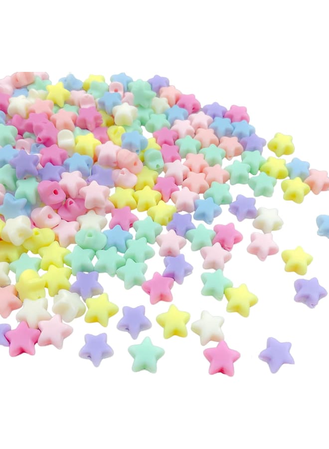 600 Pcs Candy Color Acrylic Star Colorful Assorted Candy Color Mix Plastic Pastel Beads Frosted Loose Spacer Mixed for DIY Jewelry Craft Making Necklace Rainbow Bracelet（Matte） (600) - Image 1