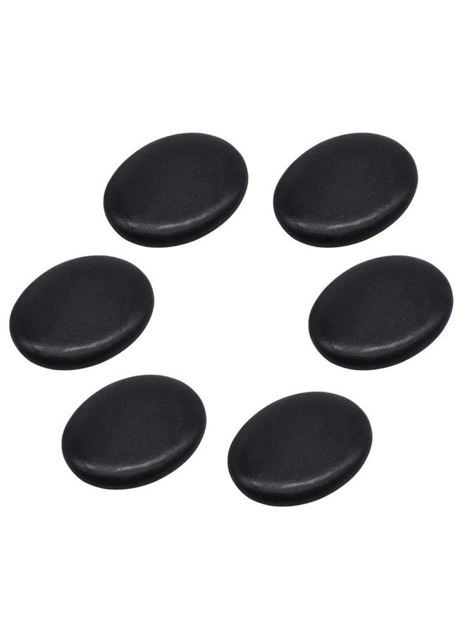 Generic - 6 Pieces Hot Massage Stone Set - Natural Lava Heated Stones Basalt Warmer Rock For Spa Massage Therapy, 6 CM X 8 CM - Image 1