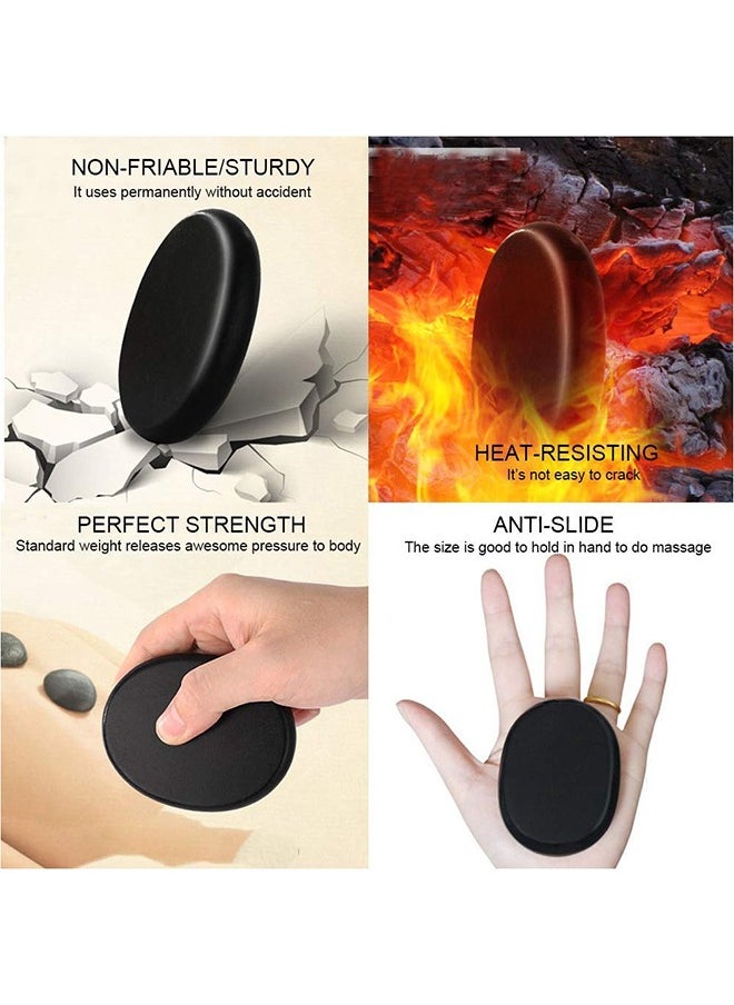 Generic - 6 Pieces Hot Massage Stone Set - Natural Lava Heated Stones Basalt Warmer Rock For Spa Massage Therapy, 6 CM X 8 CM - Image 1