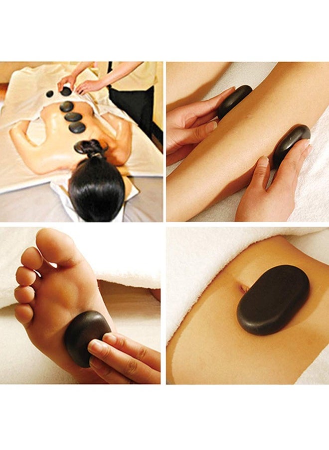 Generic - 6 Pieces Hot Massage Stone Set - Natural Lava Heated Stones Basalt Warmer Rock For Spa Massage Therapy, 6 CM X 8 CM - Image 1