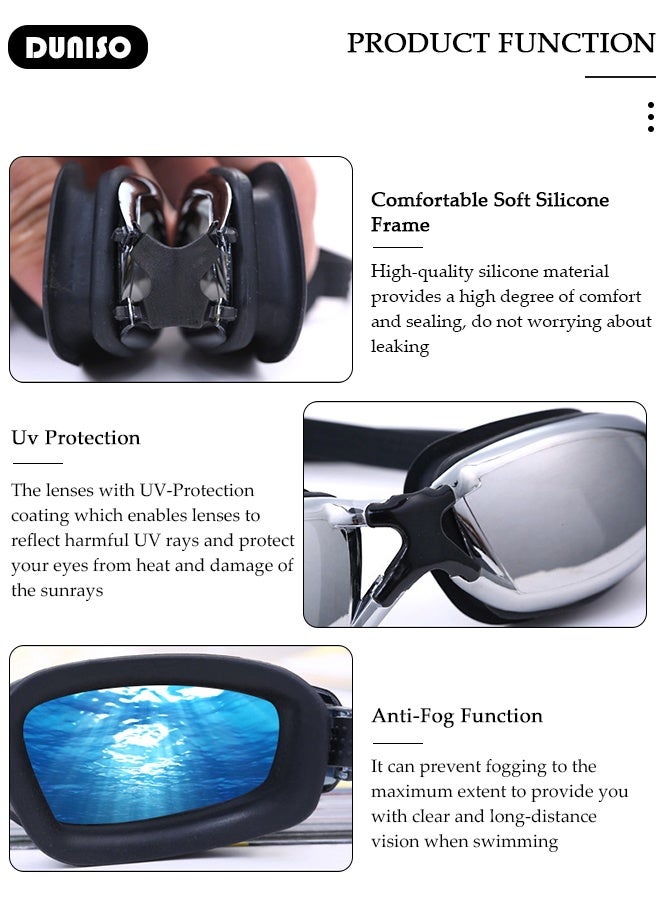 DUNISO Professional Swimming Goggles, Mirrored Swim Goggles No Leaking with UV Protection, A pair of anti-fog goggles with high-definition electroplating, Swim Goggles for Adult  - Image 4