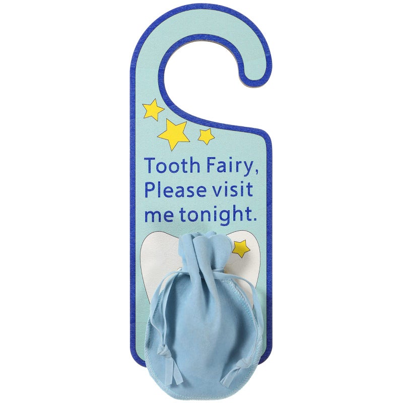Qunclay Qunclay Tooth Fairy Door Hanger Bag Fairy Holder Baby Keepsake Container for Lost Teeth Kids Boys Girl Encourage Gift 