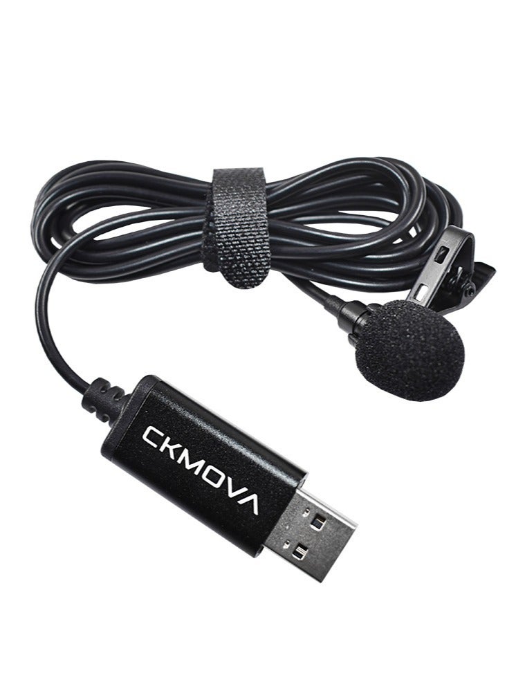 CKMOVA Lavalier Microphone USB Built-in Noise Cancellation Black - Image 2