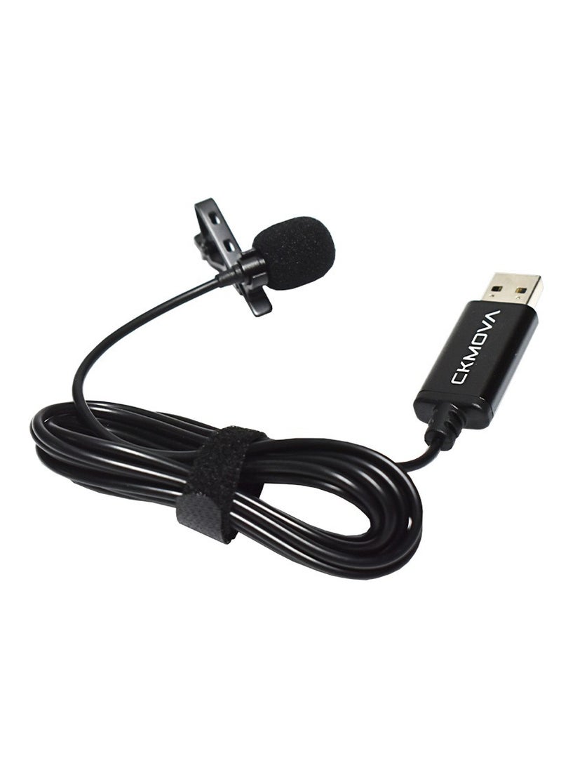 CKMOVA Lavalier Microphone USB Built-in Noise Cancellation Black - Image 3