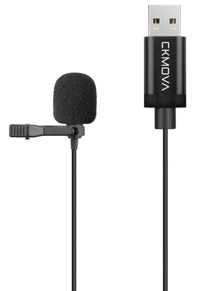 CKMOVA Lavalier Microphone USB Built-in Noise Cancellation Black - Image 1