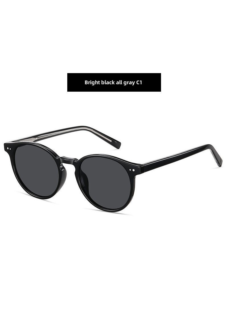 Retro Fashion Polarized Sunglasses Unisex 1. Bright black/all gray C1