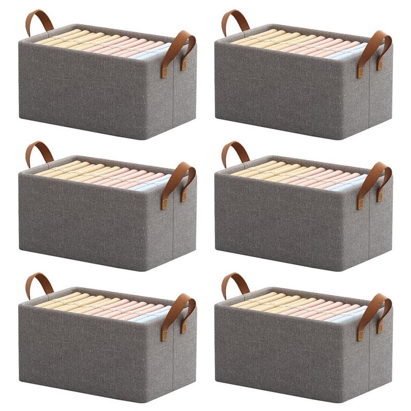 Eytueo Eytueo 6 Pcs Wardrobe Clothes Organizer with Thickened Base Plate Steel Frame Drawer Organizer Clothes with Handles Folable Clothes Storage Box for Jeans Sweater Blanket Toys - Image 1