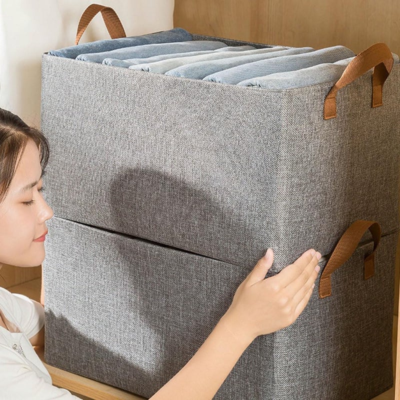 Eytueo Eytueo 6 Pcs Wardrobe Clothes Organizer with Thickened Base Plate Steel Frame Drawer Organizer Clothes with Handles Folable Clothes Storage Box for Jeans Sweater Blanket Toys - Image 5