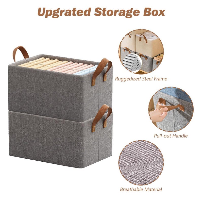 Eytueo Eytueo 6 Pcs Wardrobe Clothes Organizer with Thickened Base Plate Steel Frame Drawer Organizer Clothes with Handles Folable Clothes Storage Box for Jeans Sweater Blanket Toys - Image 4