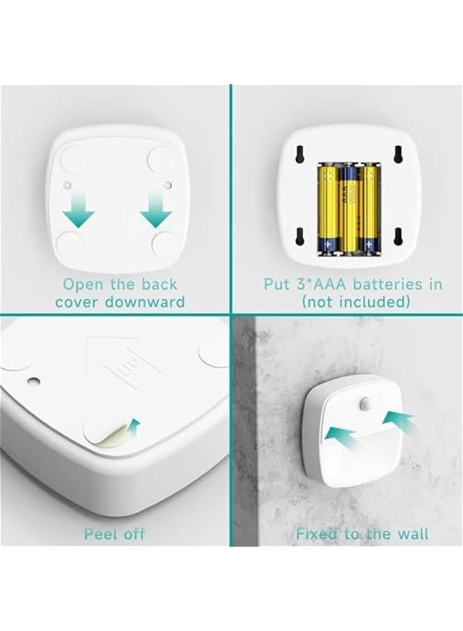هوكور مصابيح LED ليلية بمستشعر حركة من لوك روزي، مصابيح سلالم كهربائية، مصابيح اضاءة تعمل بالبطارية تحت الخزانة، عبوة من 3 قطع - Image 2
