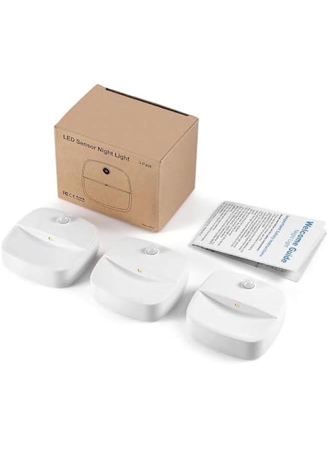 هوكور مصابيح LED ليلية بمستشعر حركة من لوك روزي، مصابيح سلالم كهربائية، مصابيح اضاءة تعمل بالبطارية تحت الخزانة، عبوة من 3 قطع - Image 3