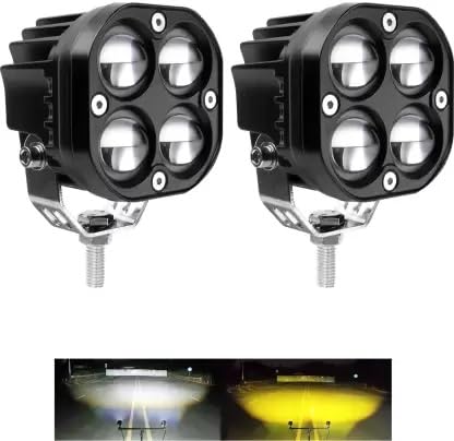 Gear Up LED 60 Watt Fog Light 4x4 Projector Yellow|White High Beam Universal for Bikes and Cars - Image 1