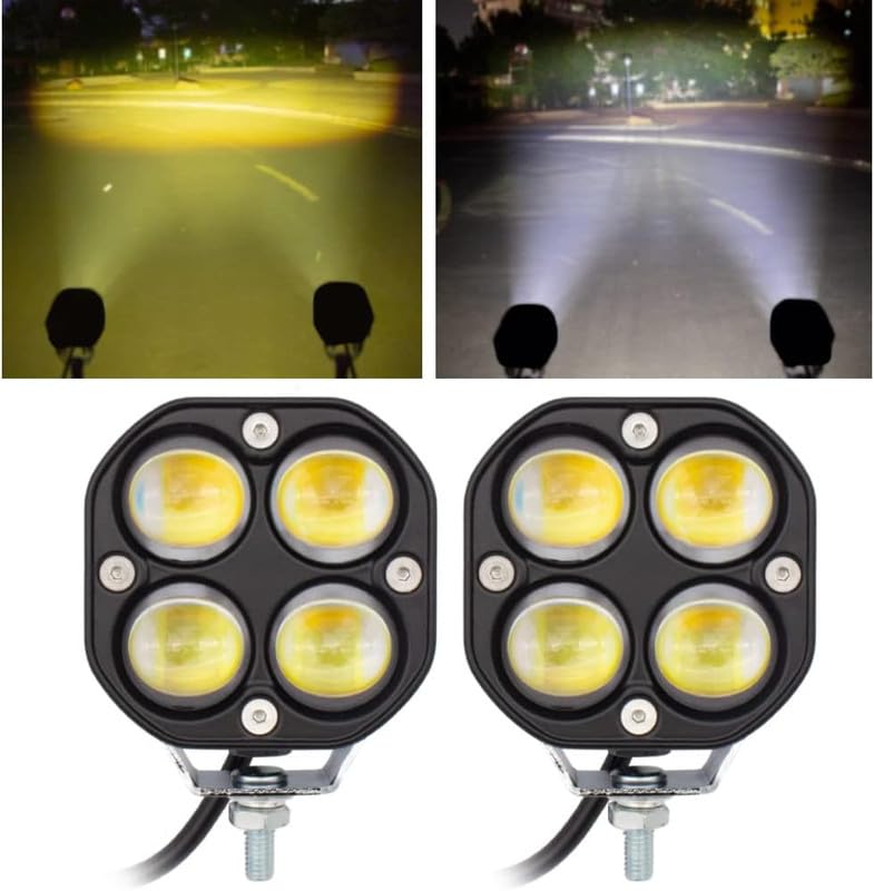 Gear Up LED 60 Watt Fog Light 4x4 Projector Yellow|White High Beam Universal for Bikes and Cars - Image 2