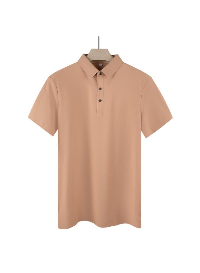 Men's Summer Fashionable Comfortable Classic Simple Polo Shirt Pure Color Collar Youth Breathable Casual Short Sleeve T-shirt - Image 1