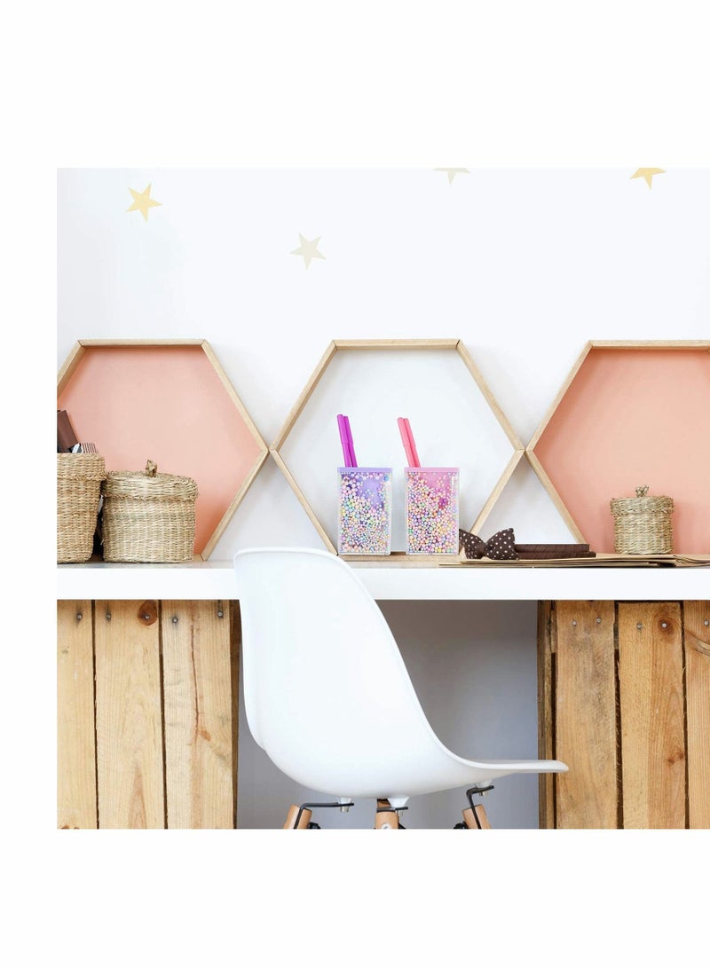 KASTWAVE Pen Holder,  2 Pieces Cute Bubble Pen Holder Multi-Purpose Desktop Organizer Stationery Makeup Brush Storage Holder with Colored Bubble Ball for Kids Teens (Pink and Purple) - Image 2