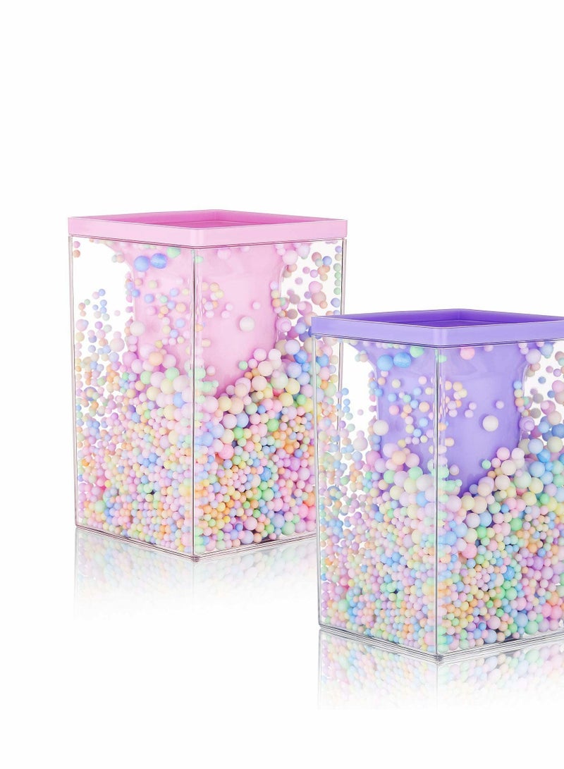KASTWAVE Pen Holder,  2 Pieces Cute Bubble Pen Holder Multi-Purpose Desktop Organizer Stationery Makeup Brush Storage Holder with Colored Bubble Ball for Kids Teens (Pink and Purple) - Image 1