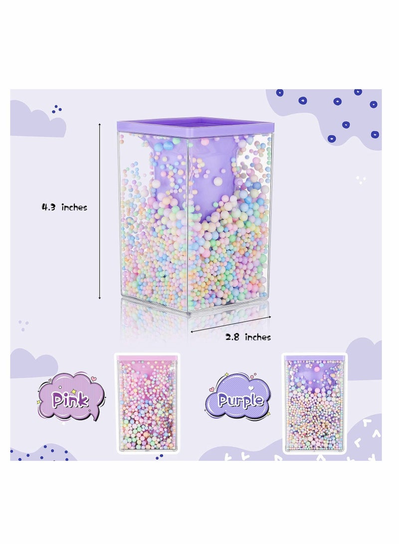 KASTWAVE Pen Holder,  2 Pieces Cute Bubble Pen Holder Multi-Purpose Desktop Organizer Stationery Makeup Brush Storage Holder with Colored Bubble Ball for Kids Teens (Pink and Purple) - Image 3