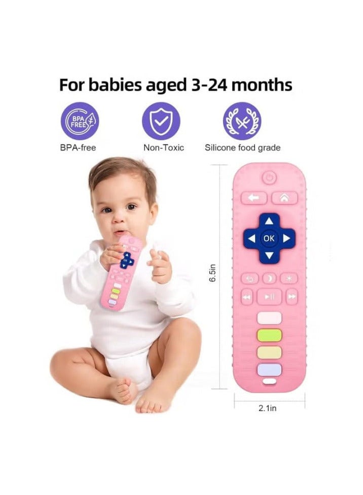 Mobile toy for children, educational remote control, silicone silicone TV, with bright and different colors and interactive functions, pink color - Image 2