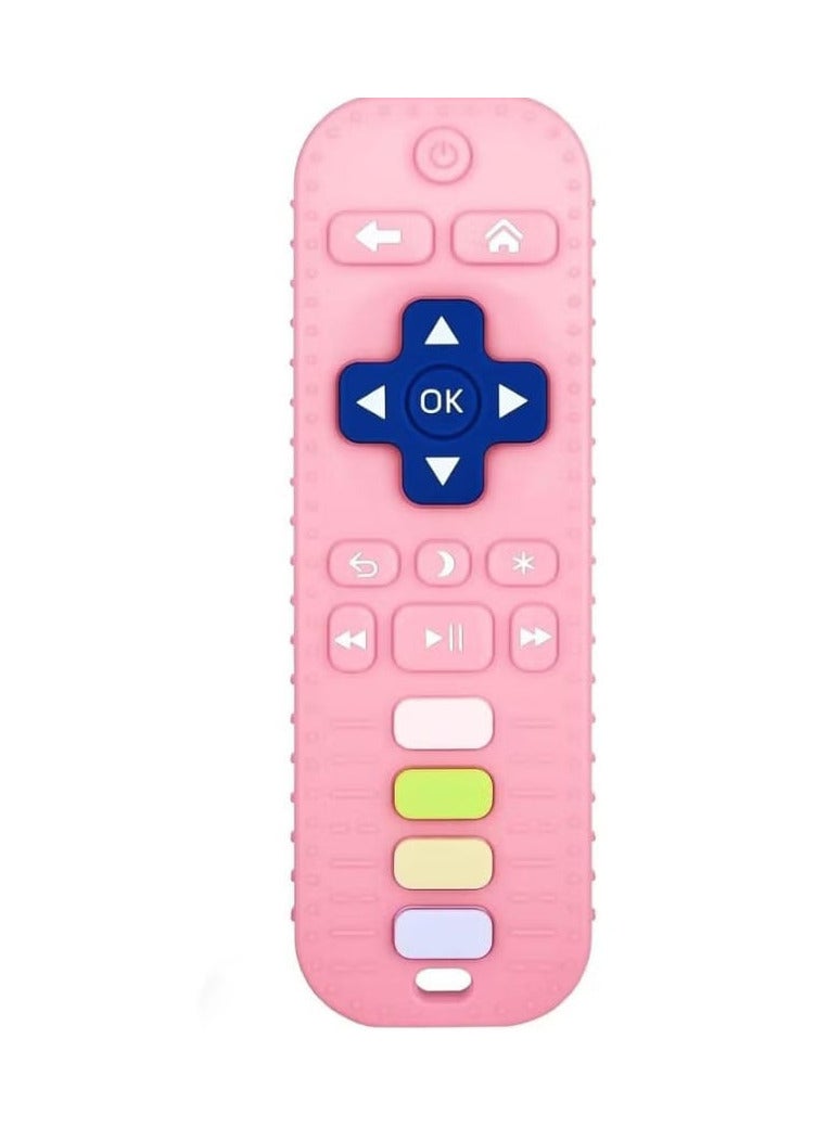 Mobile toy for children, educational remote control, silicone silicone TV, with bright and different colors and interactive functions, pink color - Image 1