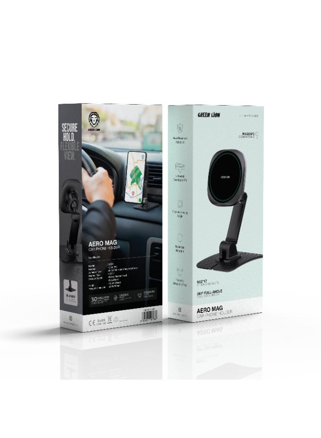 جرين ليون حامل هاتف مغناطيسي للسيارة من AERO، حامل هاتف للسيارة بزاوية قابلة للتعديل / لاصق مقاوم للحرارة / دوران ثنائي المحور / مناسب لجميع لوحات القيادة / تثبيت مغناطيسي قوي / مغناطيس N52*17 - أسود - Image 3