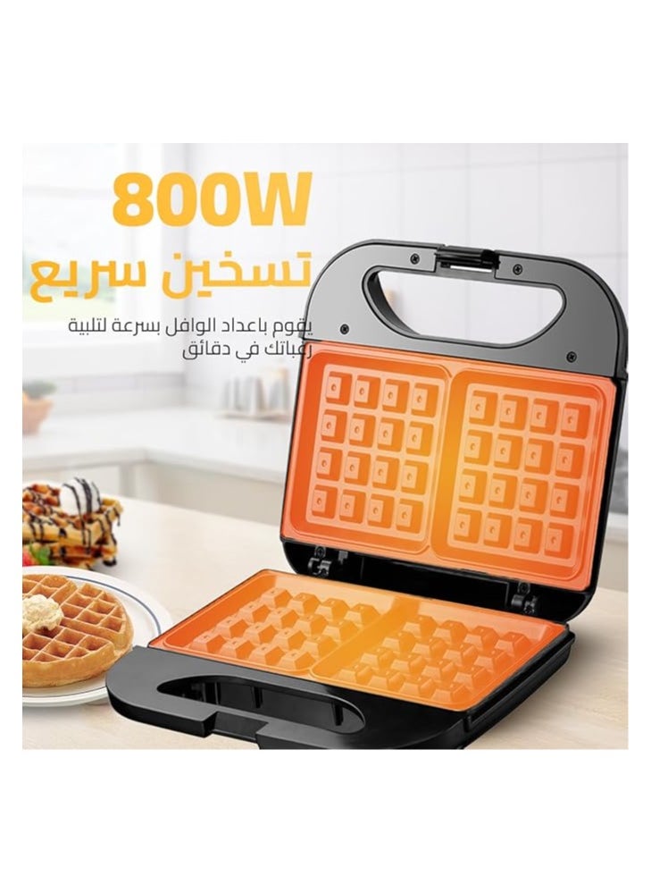 DSP - DSP Sandwich maker & triangles, stripes, waffles, nuts, donuts, shells MAker 6 * 1 with thermostat 800W KC1238 Black*Silver - Image 1