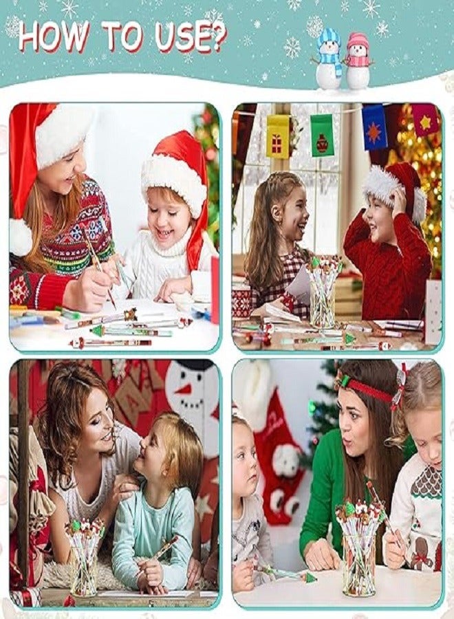 Creatives Christmas Pencils Multi Point Stackable Push Pencil with Christmas Santa Claus, Christmas Tree, Snowman, Elk for Kids Classroom Rewards, Christmas Favors Prize (Set of 4 Pcs) - Image 3