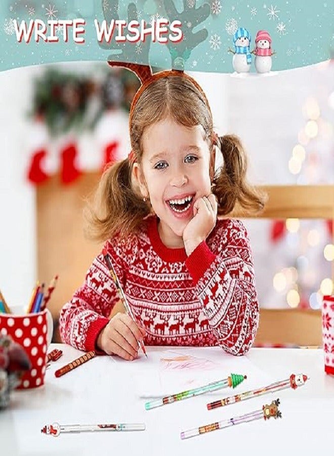 Creatives Christmas Pencils Multi Point Stackable Push Pencil with Christmas Santa Claus, Christmas Tree, Snowman, Elk for Kids Classroom Rewards, Christmas Favors Prize (Set of 4 Pcs) - Image 5