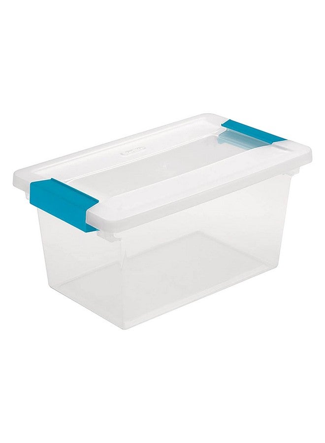 ستيريليت صندوق بمشبك متوسط الحجم، صندوق تخزين صغير قابل للتكديس مع غطاء إغلاق، حاوية بلاستيكية لتنظيم الأعمال اليدوية المكتبية، قاعدة شفافة وغطاء، 8 عبوات - Image 1