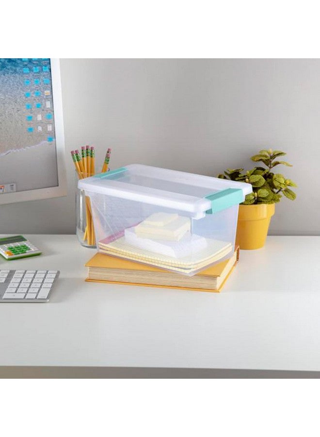 ستيريليت صندوق بمشبك متوسط الحجم، صندوق تخزين صغير قابل للتكديس مع غطاء إغلاق، حاوية بلاستيكية لتنظيم الأعمال اليدوية المكتبية، قاعدة شفافة وغطاء، 8 عبوات - Image 5