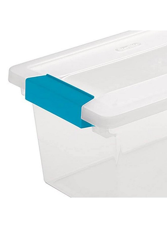 ستيريليت صندوق بمشبك متوسط الحجم، صندوق تخزين صغير قابل للتكديس مع غطاء إغلاق، حاوية بلاستيكية لتنظيم الأعمال اليدوية المكتبية، قاعدة شفافة وغطاء، 8 عبوات - Image 3