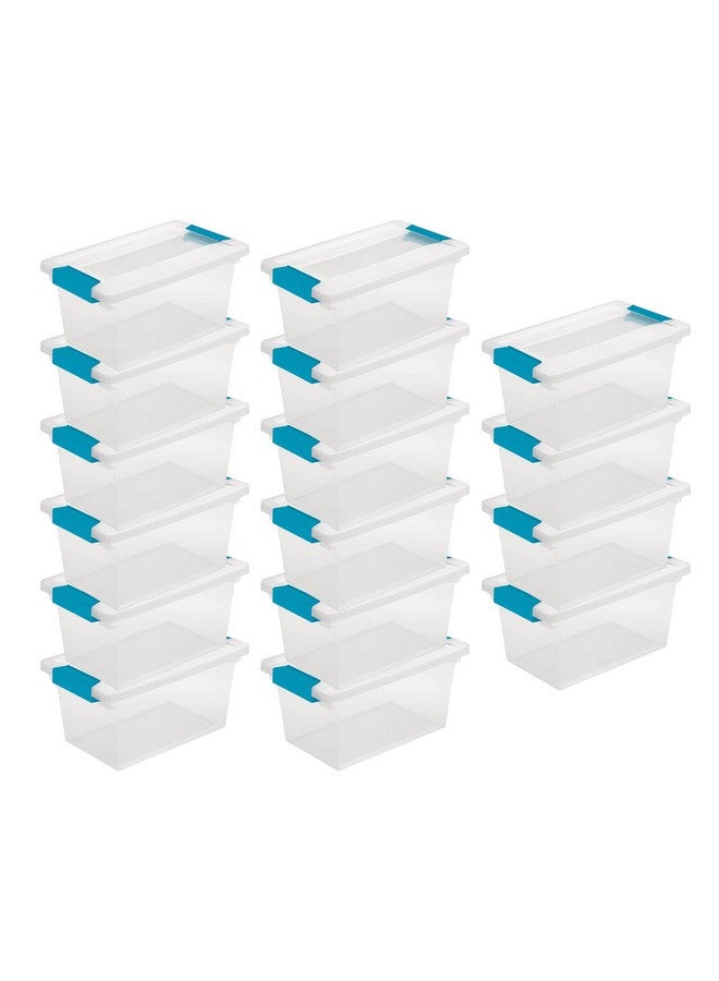 ستيريليت صندوق بمشبك متوسط الحجم، صندوق تخزين صغير قابل للتكديس مع غطاء إغلاق، حاوية بلاستيكية لتنظيم الأعمال اليدوية المكتبية، قاعدة شفافة وغطاء، 8 عبوات - Image 2