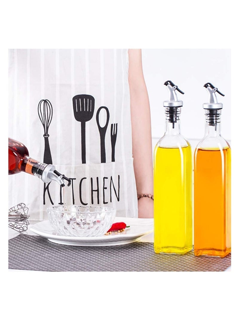 Barakah Glass Oil-Vinegar Dispenser Bottle,Olive Oil Bottles,BPA Free Stainless Steel Leak-Proof Cork,Transparent Oil Pourer and Holder(500 ml, Pack of 2) - Image 3