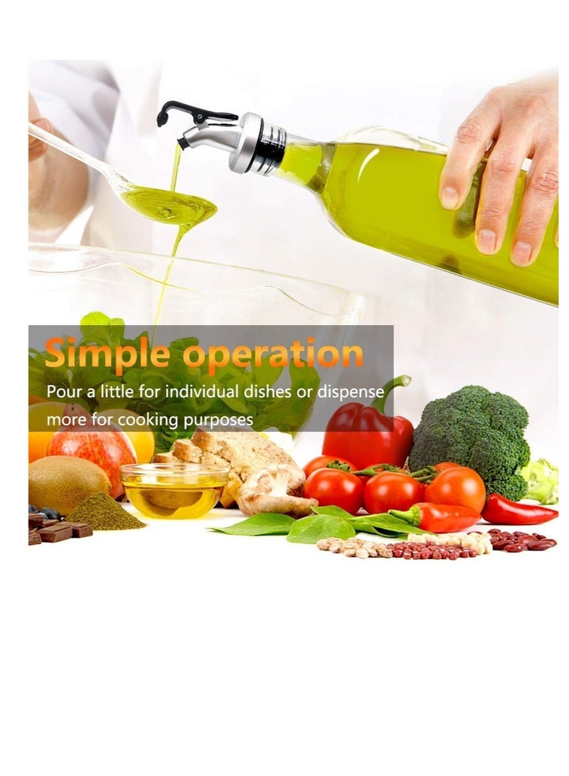 Barakah Glass Oil-Vinegar Dispenser Bottle,Olive Oil Bottles,BPA Free Stainless Steel Leak-Proof Cork,Transparent Oil Pourer and Holder(500 ml, Pack of 2) - Image 2