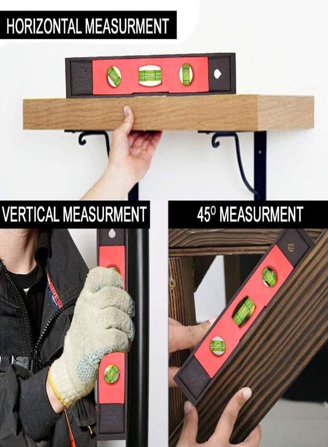 EGOODZ 9 Inch Magnetic Torpedo Level, 45°/90°/180° Bubble Levelling Tool with V-Groove, for Construction, Home and DIY Projects - Image 2
