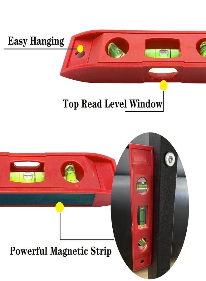 EGOODZ 9 Inch Magnetic Torpedo Level, 45°/90°/180° Bubble Levelling Tool with V-Groove, for Construction, Home and DIY Projects - Image 4