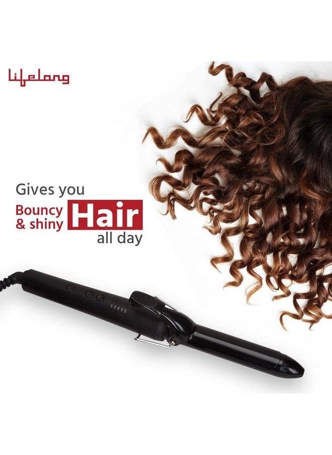 Lifelong Hair Curler 1.8M Swivel Cord 25Mm Barrel Rod Tong Tourmaline Infused Ceramic Coated Plates Cool Touch Tip Fast Heating For Women Long And Short Hair Curling Styling Black (Llpcw14)  - Image 3