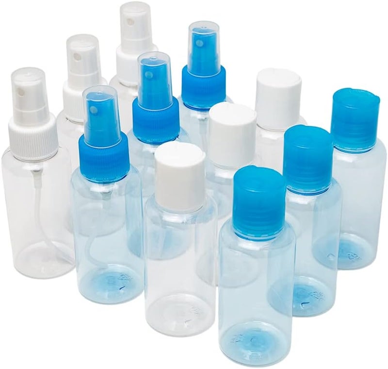Flents Travel Silicone Bottles for Shampoo, Conditioner or Lotion, TSA Approved, Durable and Refillable, 12 Pack, 3 fl oz, Colors May Vary