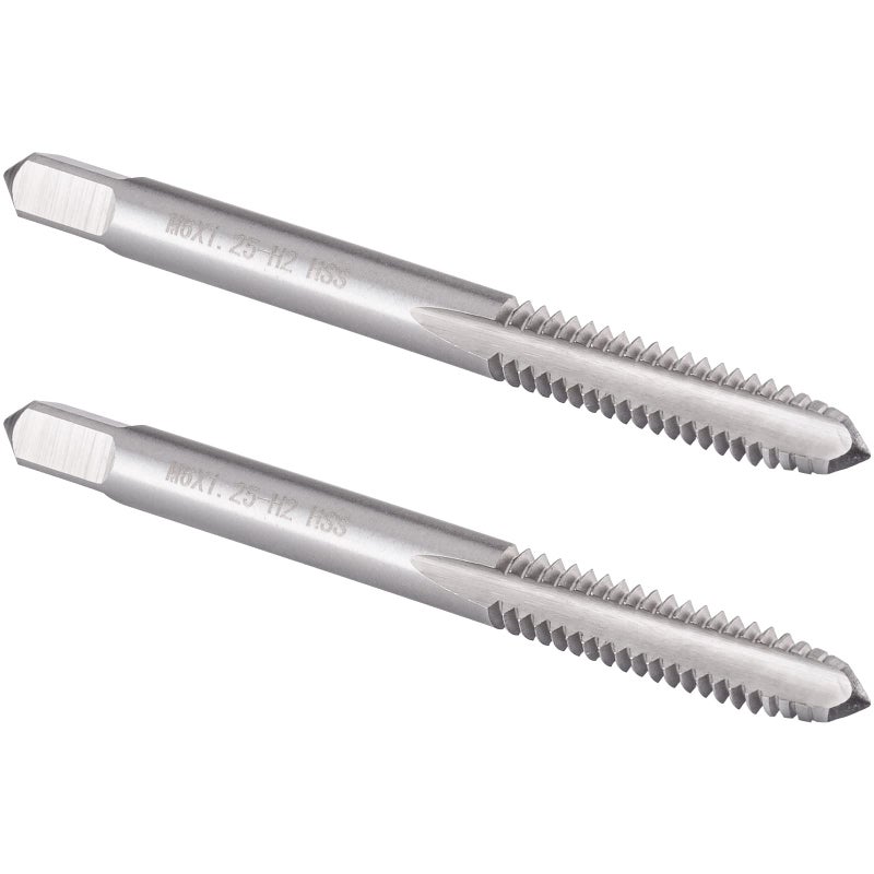 Burkit 2pcs M6 X 125 Thread Tap Right Hand HSS M6 x 125 Straight Fluted Machine Tap