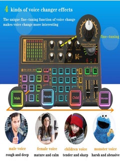 Sunbmebge Professional Audio Mixer K300 Live Sound Card And Audio Interface Sound Card With A Wide Range Of Dj Mixing Effects Vocoder And Led Lights Ideal For Streaming/Podcasting/Gaming/Recording/Youtube/Pc  - Image 5