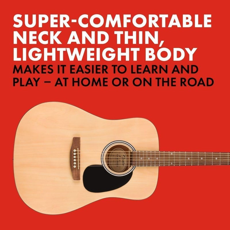 FENDER Fender Alternative Series Dreadnought Acoustic Guitar Kit Beginner Guitar Kit with 2Year Warranty Includes Padded Gig Bag Guitar Stand Guitar Strap and More Natural  - Image 5