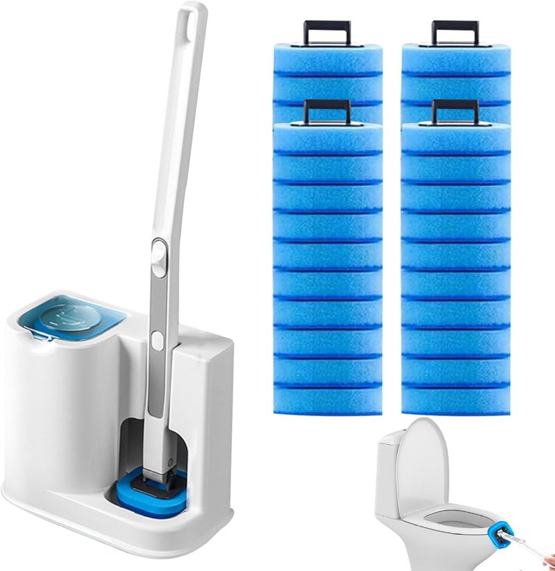 NALACAL Toilet Brushes Holders, Disposable Toilet Brush with Refills 42Pcs/Set, Wall Hanging Self-Adhesive Toilet Wand Kit with 180° Rotating Brushes for Bathroom - Image 1