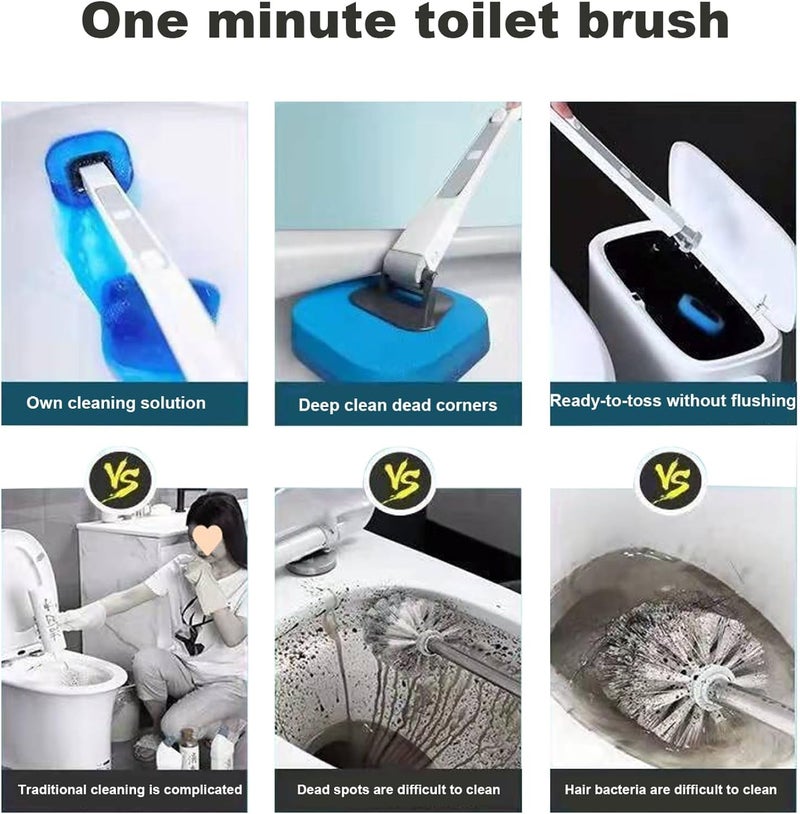 NALACAL Toilet Brushes Holders, Disposable Toilet Brush with Refills 42Pcs/Set, Wall Hanging Self-Adhesive Toilet Wand Kit with 180° Rotating Brushes for Bathroom - Image 4