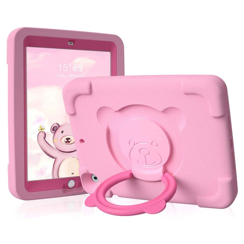 PZOZ iPad Kids Case Compatible for iPad 9th 2021 /8th 2020 /7th 2019 Generation 10.2 in, EVA Shockproof Rotate Handle Folding Stand Heavy Duty Protective Cute Cover for Boys Girls (Pink) - Image 1