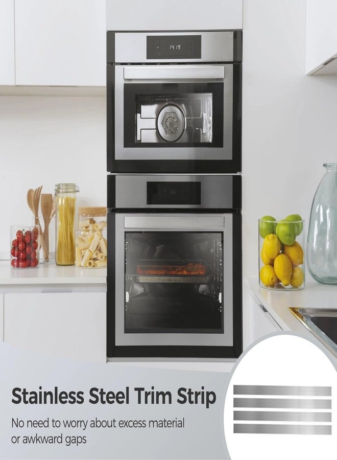 Lnrueg 4PCS Stainless Steel Trim Strip, Brushed Stainless Steel Strips, Self-Adhesive Metal Sheet Gap Filler, Gap Cover Metal Trim Strip for Wall Oven/Microwave Combo/Cooktop (2 x 29.9 Inch) - Image 5